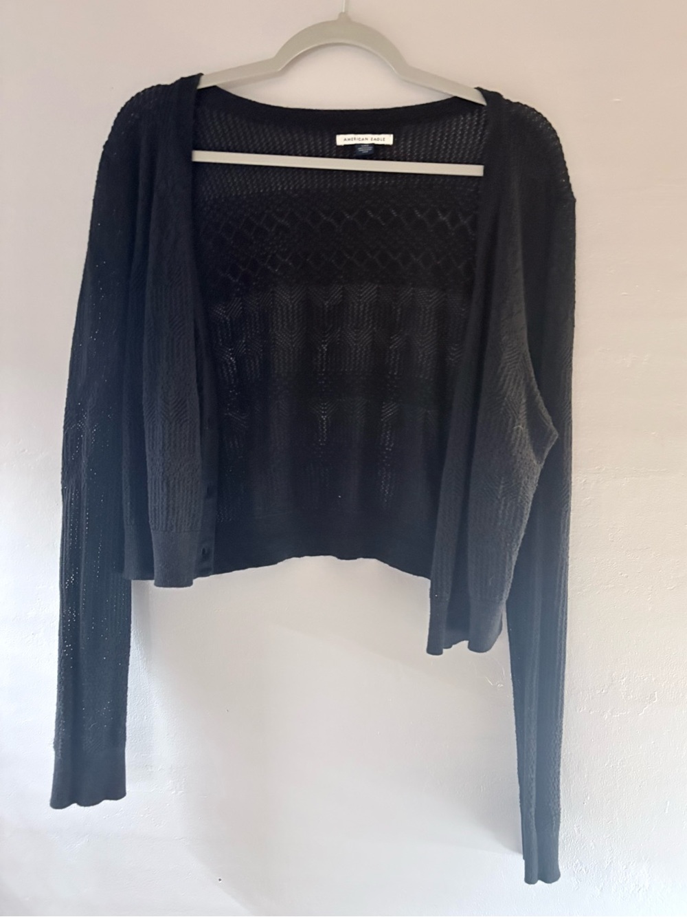American Eagle Black Textured Knit Sweater